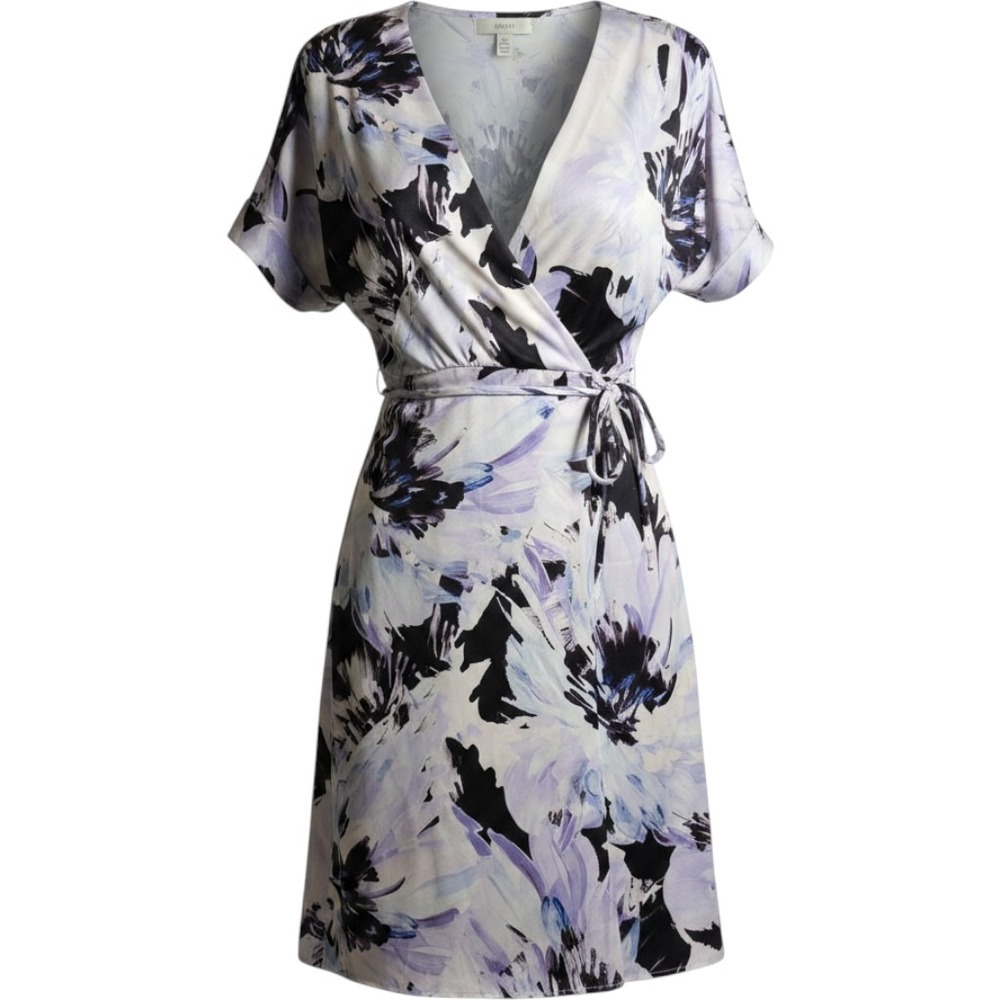 Adrienne Landau Wrap Dress Womens Small Purple New Floral Onyx ONDR01185M